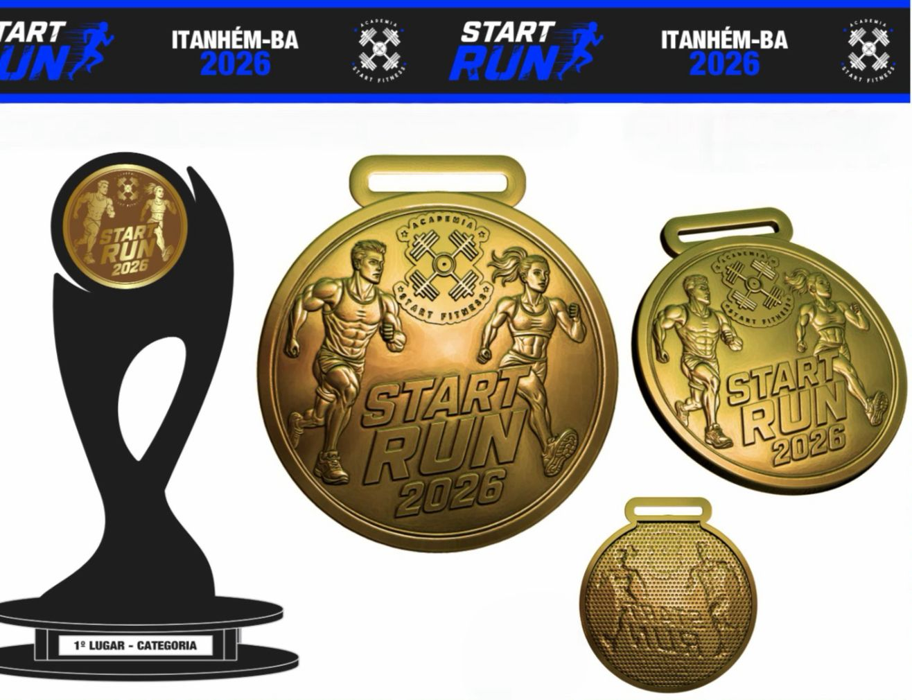 Troféus e medalhas da premiação